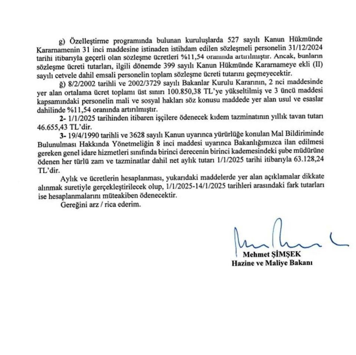 bakan simsek imzaladi memur ve memur emeklisine yapilacak zam resmilesti 1 AEfi1VQp